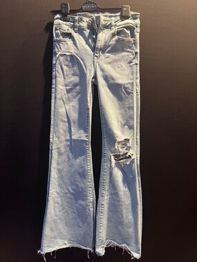 American Eagle Light Blue Distressed Flare Jeans - 0 Short